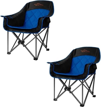 Kampeerstoel XL - Vouwstoel Tuinstoel - Buiten Ontspannen - Verstevigd Stalen Frame - 450 lbs Draagvermogen - Blauw