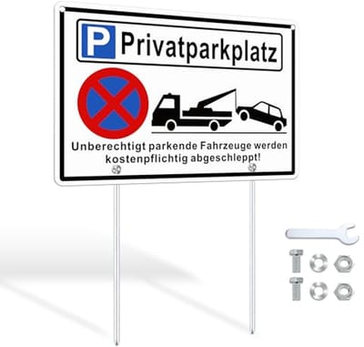 Parkeerplaatsbord met Palen - 30 x 20 cm Parkeerverbodsbord voor Binnen en Buiten