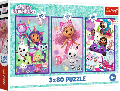 Trefl puzzel Gabby's Dollhouse kleurrijke dagen - 3x80 stukjes FSC.