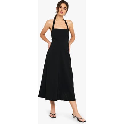 boohoo Dames Bengaline Skater Midaxi Jurk met Vierkante Halslijn | Black | Maat: 18