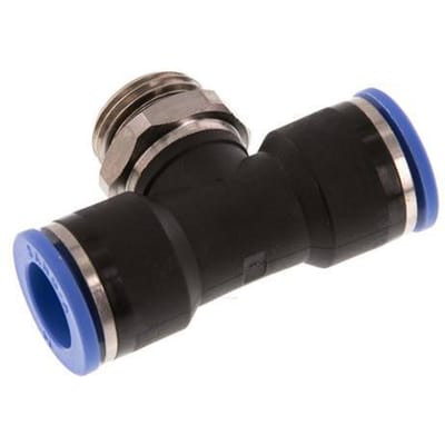 14mm x G1/2'' inline T-stuk Messing/PA 66 Insteekfitting Buitendraad Draaibaar NBR
