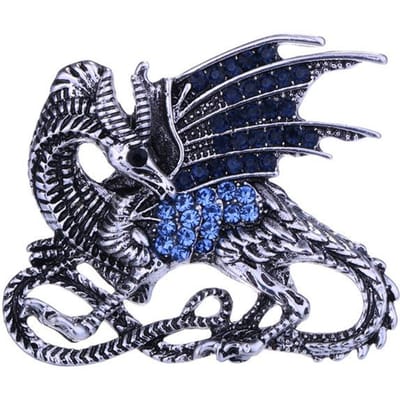 Nieuwe Zinklegering Retro Kristal Draak Broche Revers Speld Badge Broches Dinosaurus Dier Broches Cadeaus Voor Mannen Accessoires Kleding black