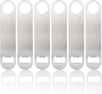 Zware RVS Flesopener voor Bier en Drank - Set van 6 Stuks voor Keuken en Bar, Duurzaam en Handig