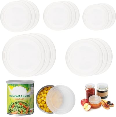 Set van 15 Inmaakdeksels in 5 Verschillende Maten voor Blikken, Universele Voedsel- en Huisdiervoeding Deksels, Geschikt voor 400g en 800g Blikken
