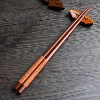 Japanse Eetstokjes - Handgemaakt - Chestnut - Chopsticks - Eetgerei - Inclusief Legger - Donkerbruin/Lichtbruin