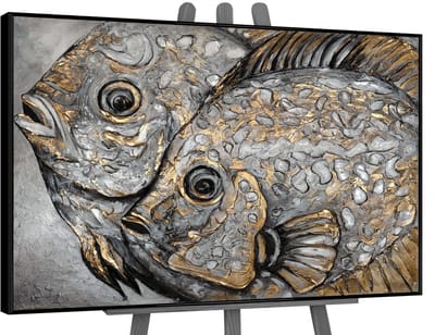 Canvas schilderij groot handgeschilderd magische vissen onderwaterwereld – YS-Art Gallery – Magische wanddecoratie voor woonkamer – Modern schilderij voor hal en kinderkamer