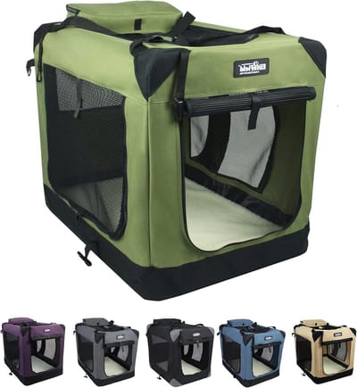Opvouwbare Hondenbox - Hondenbench Zacht - Veilige Rustplek - 3 Deuren Ventilatie - 61 x 457 x 533 cm - Saliegroen