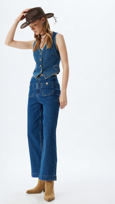 Hoge taille culotte Jeansbroek