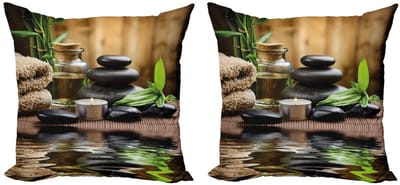 ABAKUHAUS Spa kussenhoes – 2x 40×40 cm – druk – microvezel