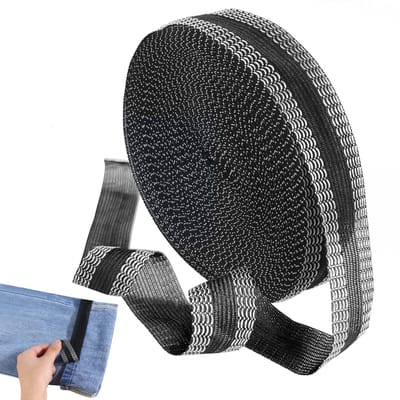 Hemming Stickers voor Broeken en Kleding, Zelfklevend en Naadloos voor Stof, Gordijnen en Jeans, 20 m x 2.5 cm, Zwart, Ideaal voor Reparaties en Creatieve Projecten