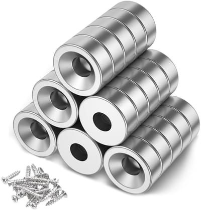 Neodymium Magneten met Gat 8 x 3 mm voor Bevestiging, Sterke Plakmagneten voor Keuken, Koelkast en Magnetische Borden - Verpakking van 30 Stuks