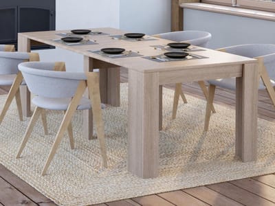 Vente-unique Uittrekbare sidetabletafel ONEGA - 10 personen - 4 verlengstukken - Kleur: eiken