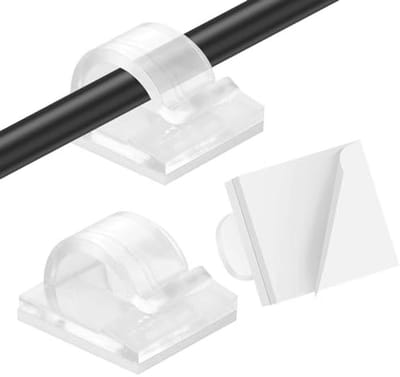 SnelShoppen - 80 Transparante Zelfklevende Kabelclips, Kabelorganisator voor Bureau, Kabelstopper voor Fairy Lights, Compact en Ruimtebesparend, Gesch