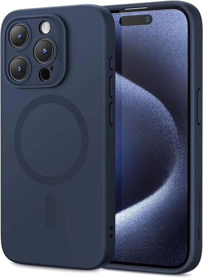 ESR Cloud Soft HaloLock Hoesje Geschikt voor Apple iPhone 15 Pro - Compatibel met MagSafe en HaloLock - Siliconen Back Cover - Magnetische Beschermhoes - Blauw