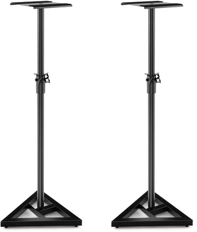 COSTWAY Set van 2 luidsprekerstandaard, boxstandaard, 97-157 cm, in hoogte verstelbaar, met stabiele driehoekige voet, vloerstandaard tot 50 kg belastbaar