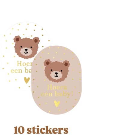 10x Sticker Little Bears ovaal- beren - Sluitsticker