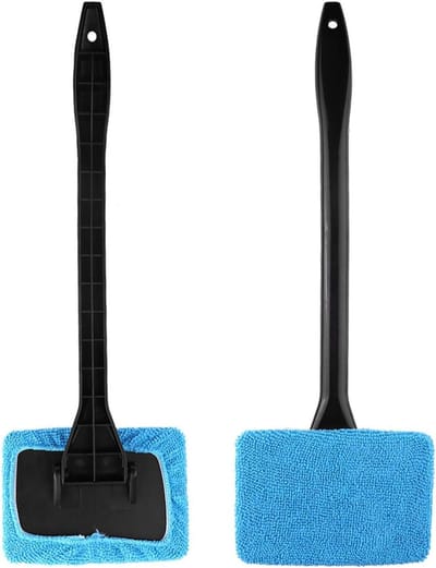 Ruitenwisserreiniger Auto - Ruitenreiniger Borstel - Autoruiten Schoonmaken - Wasbaar Microvezel - 39x13x9 cm - Lichtblauw