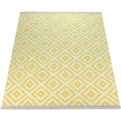 Wollen tapijt Kenolia geel 60x110 cm