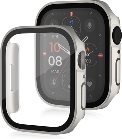 By Qubix - Hard case 45mm - Starlight - Geschikt voor Apple Watch 45mm hoesje - screenprotector - Bescherming iWatch - Bescherm hoesje