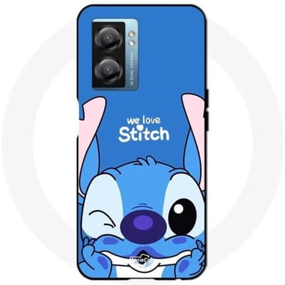 Oppo A77 5G hoesje stitch schattig ohana stitch blauw voorkant blauw