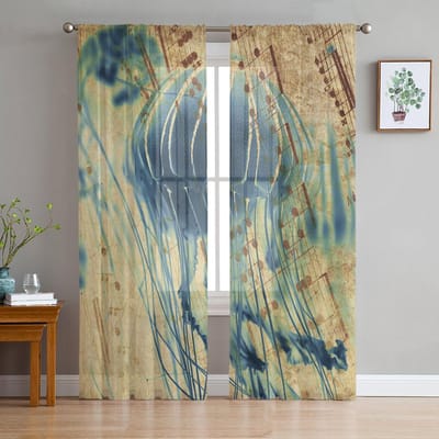 Lichtbol Kwal Droom Tule Gordijnen Voor Woonkamer Slaapkamer Voile Gordijn Huisdecoratie Transparant Balkondeur Gordijn 135W x 114H(cm)