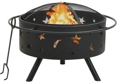 Vuurplaats XXL - Buitenhaard Schaal - Terras Verwarming - Grote Diepe Kom - 76 cm Breed - Zwart