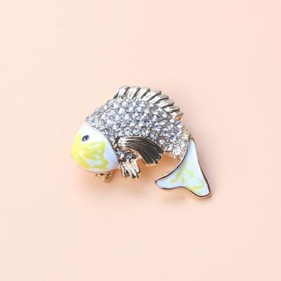 Mode En Prachtig Hoogwaardig Corsage Koi Strass Broche Speld Jas Pak Karper white