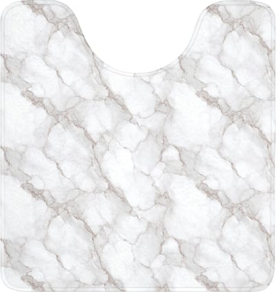 WC mat met uitsparing 55x60 cm - Antislip - Wit - Marmer - Bruin - Toiletmat met uitsnijding - Vloermat - Douchemat - Toilet tapijt - Toiletmatten