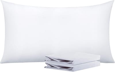 Famanu – Kussenslopen van microvezel Set van 2 kussenslopen King kreuk vlekbestendig 50 x 90 cm wit