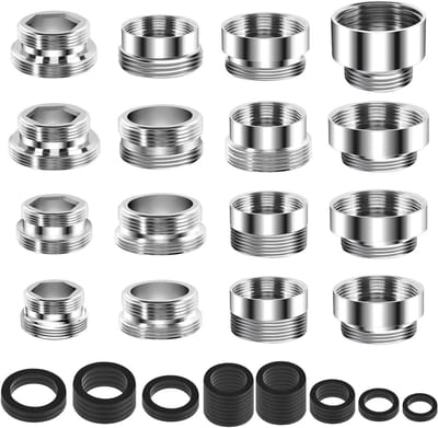 Adapter set voor waterfilter - 16-delig - messing - schroefdraad aansluiting - keuken - tuinslang - waterfilteradapter - kraanadapter.