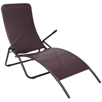 vidaXL - Inklapbaar - ligbed - poly - rattan - bruin