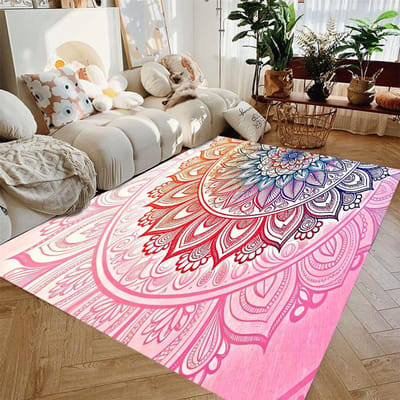 Antislip Vintage Mandala Gebiedskleed Boheemse Stijl Polyester Tapijt voor Woonkamer Slaapkamer Entree Levendig Huisdecoratie Tapijt 50X80CM