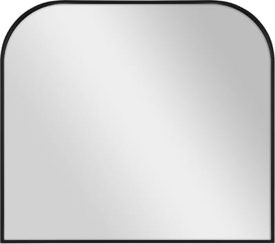Grote Zwarte Metalen Wandspiegel met Minimalistisch Gebogen Frame voor Woonkamer of Slaapkamer