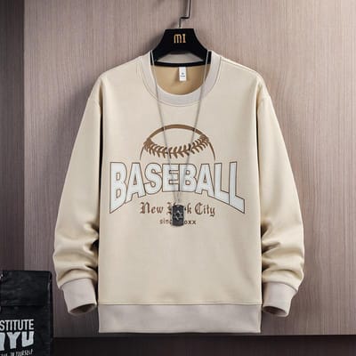 Sweat-shirt en daim pour homme Nouveau printemps Pull à col rond T-shirt à manches longues Printemps et automne Haut ample 4XL