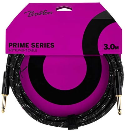 Boston GCRB-30 Prime Series Black Tweed Gitaarkabel Recht 3 Meter