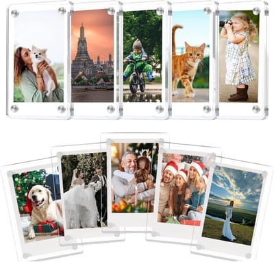 Set van 10 Acryl Magnetische Fotolijsten 6 x 9 cm Dubbelzijdige Fotolijsten voor Makkelijk Verwisselen van Foto's en Ornamenten