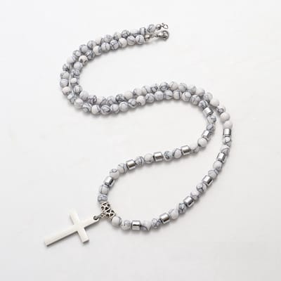 Sorprese Ketting Kruis - Deluxe - Ketting heren - Marmer - 55 cm - Heren Ketting - cadeau - Model Y