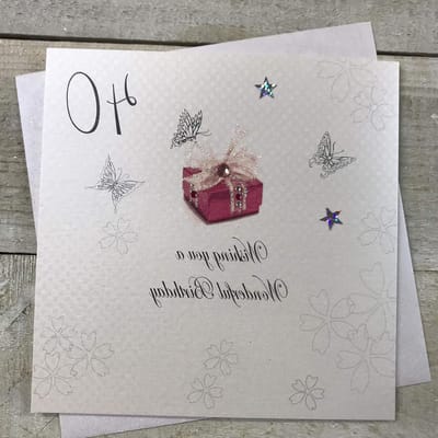 witte katoenen kaarten Wishing You A Wonderful Handmade 40th Verjaardagskaart (rood cadeau)