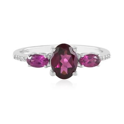 Cavill - Rhodoliet Ring 1,27 ct - 925 Sterlingzilver Gerhodineerd - Naktamunda Ovale Edelsteen - Elegante Zilveren Sieraden Dames