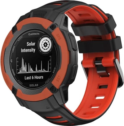 Strap-it Siliconen sport smartwatch bandje met gespsluiting - geschikt voor de grotere Garmin Instinct 2x (zwart/rood)