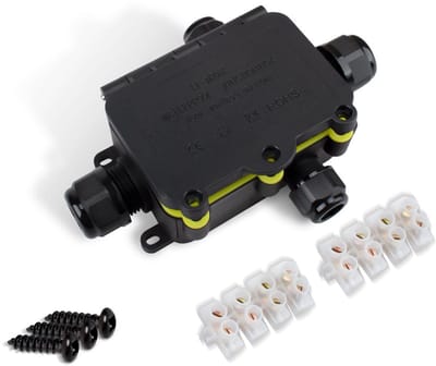 Waterdichte kabeldoos voor buiten, 4-voudige aansluitingen voor draaddiameter 5-12mm en 3.5-10mm, ideaal voor elektrische verbindingen en beveiliging