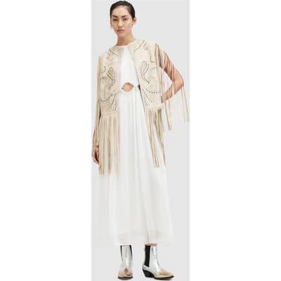 AllSaints Elias Gilet Off White Maat: XS | Gilets Outlet | Dames | Beige