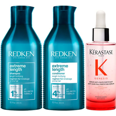 Redken Extreme Length Shampoo 300ml + Conditioner 300ml + Kérastase Genesis Anti Hair-Fall Serum 90ml