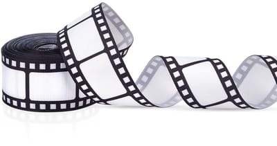 Dailygoods- Filmstriplinten 9,1 m - Decoratie lint - Vintage filmstripdesign - Polyester - Zwart/wit - Retro charme - Decoratielint