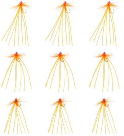Dailygoods- Kunstaas Set 9x Oranje/Rode Kraal Octopus Fly - Haak Maat 10/12/14 - Geschikt voor Forel Vissen - Sterke Corrosiebestendigheid - Lange Levensduur - Vliegvisaas