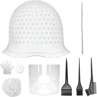 Herbruikbare Silicone Haarverf Caps met Borstel, Geschikt voor Thuis en Salon, Perfect voor Meisjes en Vrouwen, Gemakkelijk Schoon te Maken en Te Gebruiken
