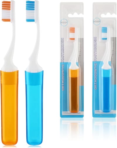 Reistandenborstel Set - Opvouwbare Tandenborstel - Hygiënisch Op Reis - Inclusief Beschermhoes - 2 Stuks - Multicolor