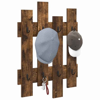 vidaXL - Wandgemonteerde - kapstok - Muurmontage - Rook - Eiken - 60 - x - 3 - x - 82 - cm