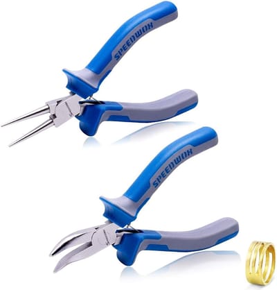 Tangenset Sieraden Maken - Kromme Neus Tangen - Doe-het-zelf Projecten - Precisie Ontwerp - 13cm Set - Blauw