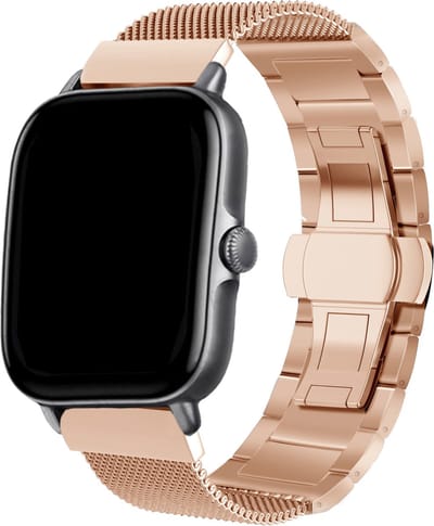 Strap-it Luxe metalen Milanese band geschikt voor Xiaomi Amazfit GTS 1-2-3-4 - Mini / Bip / Bip S / Bip Lite / Bip U Pro / Amazfit GTR 42mm - rosé goud